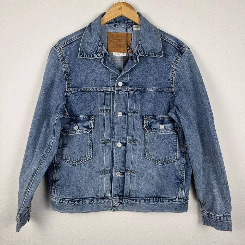 Levi's Premium Type II Two 2  Selvedge Denim Trucker Jacket Light Indigo Size S